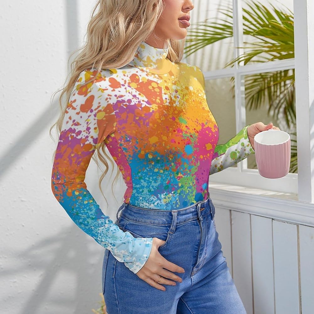 Amazon.com: Watercolor Paint Splashes Casual Bodysuit Tops